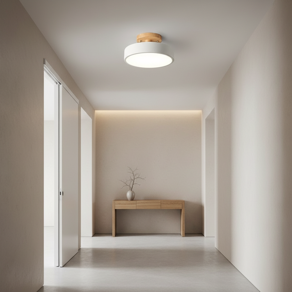 White Minimalist Dimmable LED Flush Mount Ceiling Light — Modern Indoor