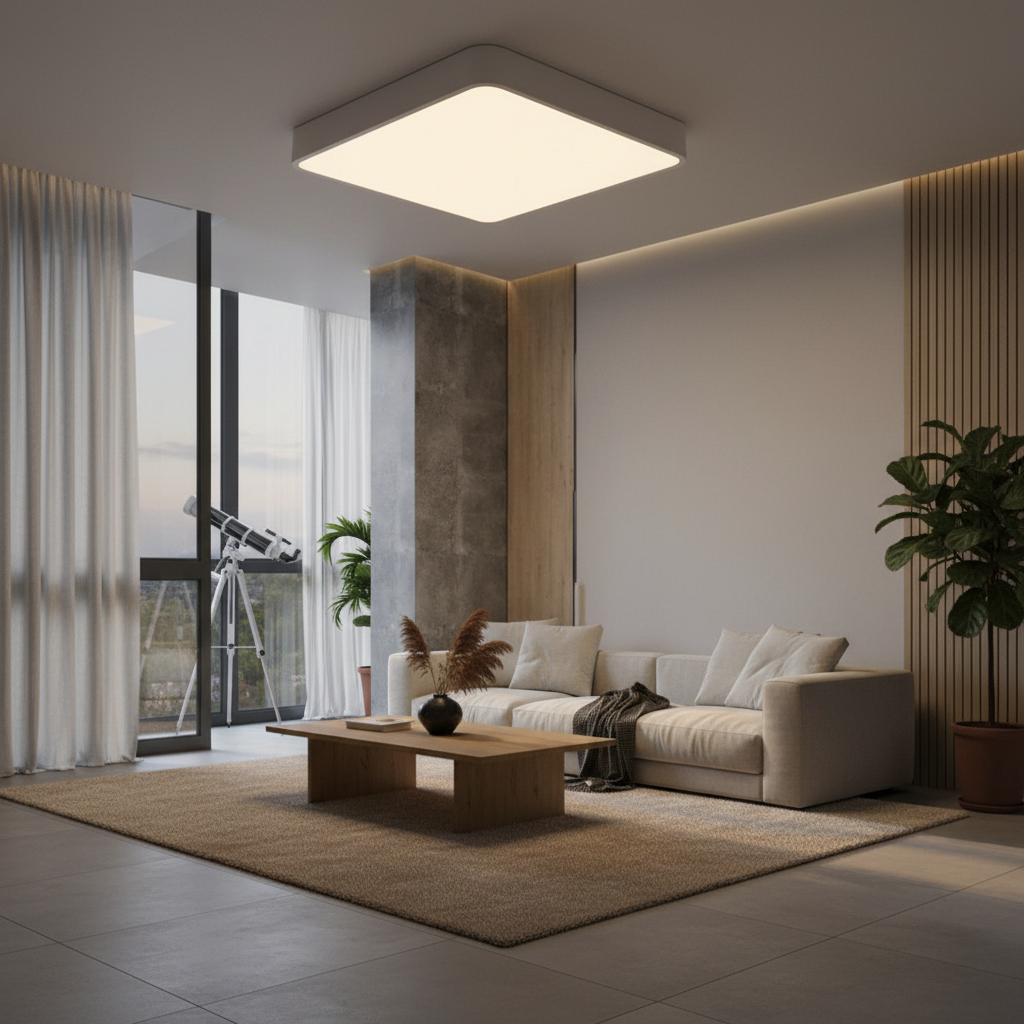 White Minimalist LED Flush Mount Ceiling Light — Kitchen Bedroom Office