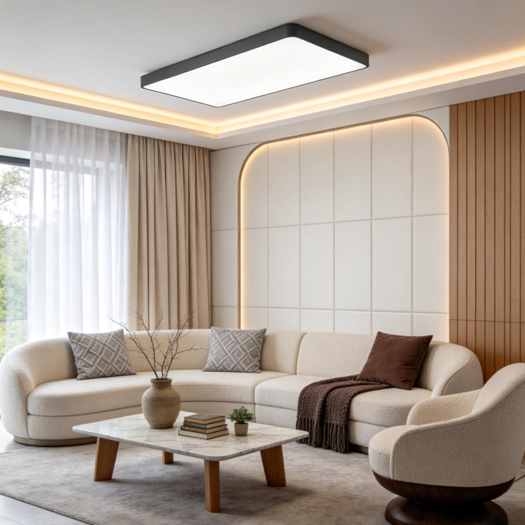 White Minimalist LED Flush Mount Ceiling Light — Kitchen Bedroom Office