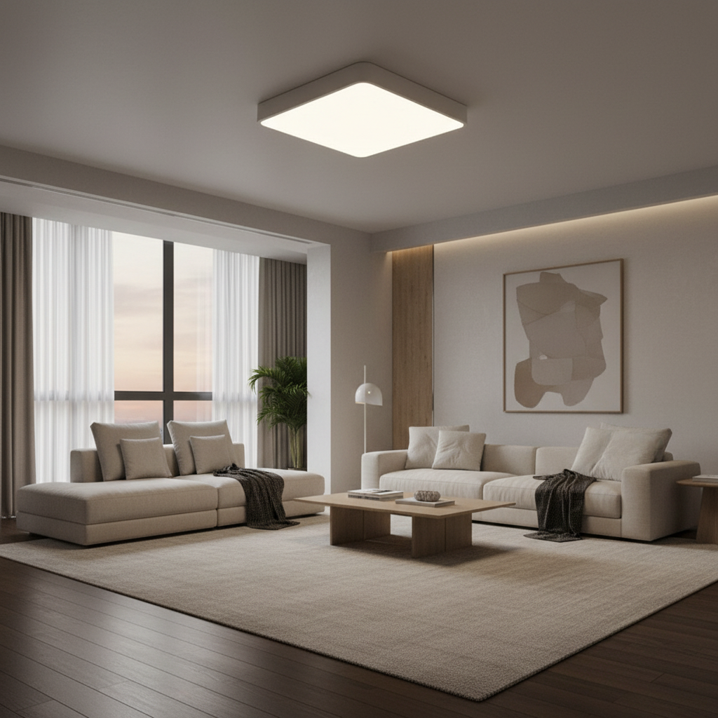 White Minimalist LED Flush Mount Ceiling Light — Kitchen Bedroom Office