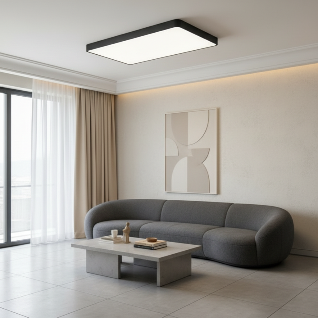White Minimalist LED Flush Mount Ceiling Light — Kitchen Bedroom Office