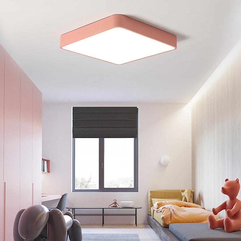 White Minimalist LED Flush Mount Ceiling Light — Kitchen Bedroom Office