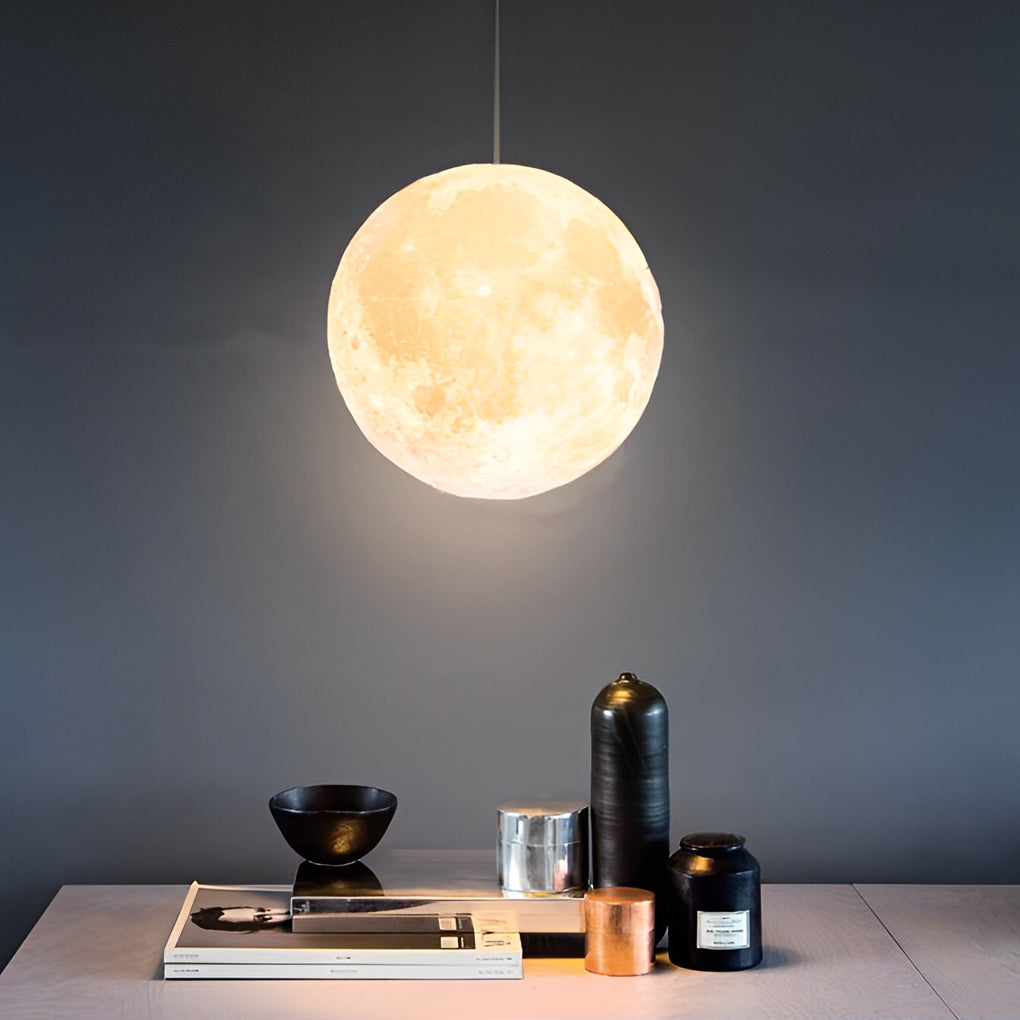 White Moon Globe Pendant Light — Minimalist Adjustable Modern LED