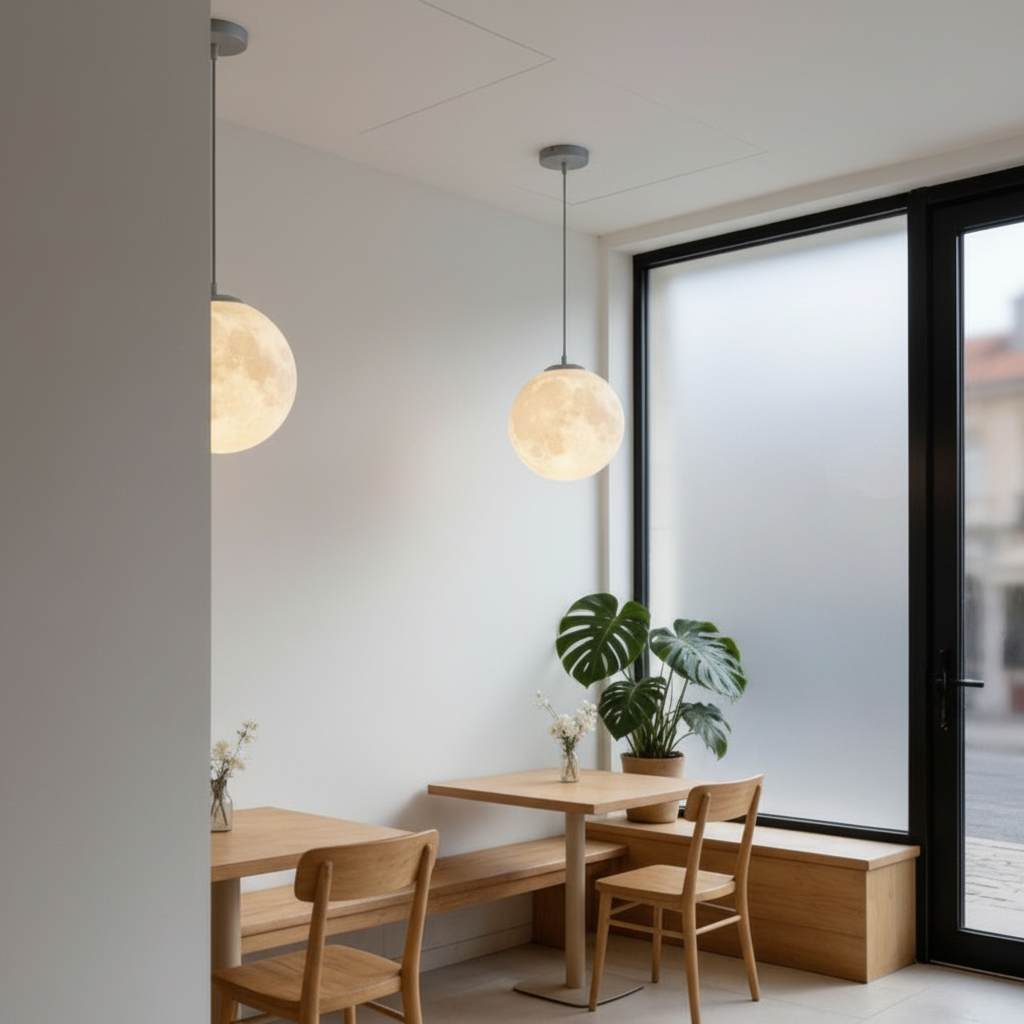 White Moon Globe Pendant Light — Minimalist Adjustable Modern LED