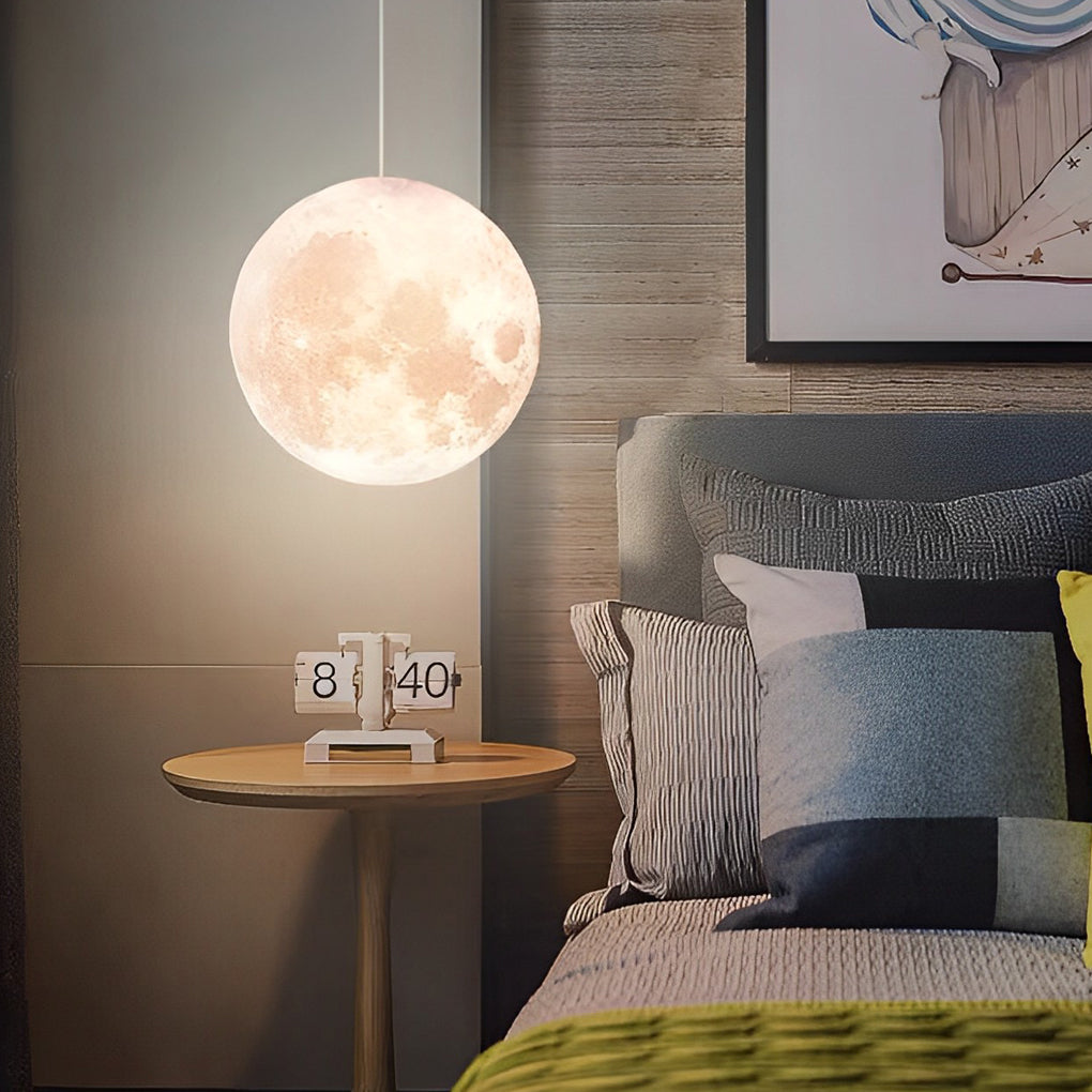 White Moon Globe Pendant Light — Minimalist Adjustable Modern LED
