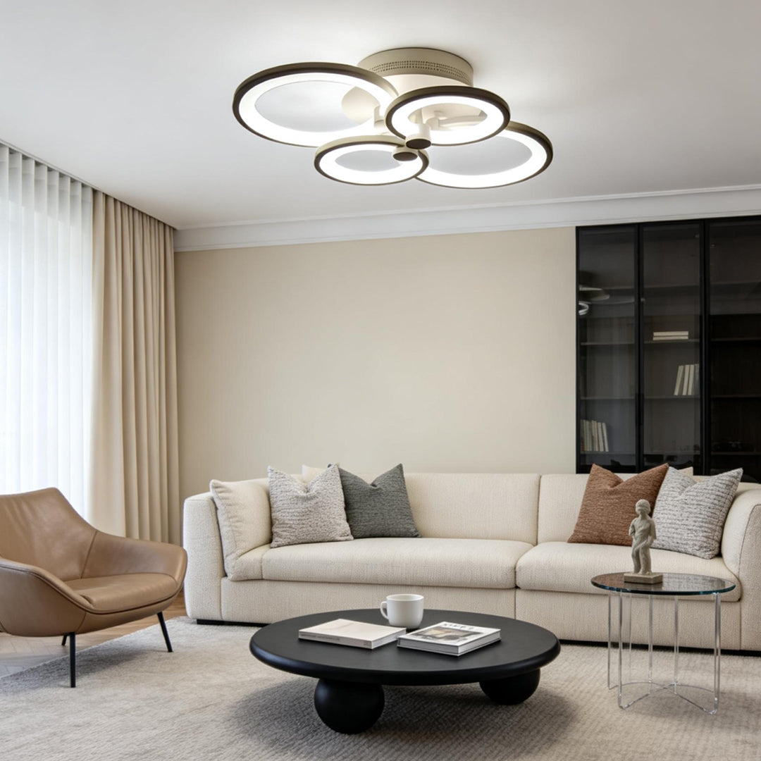 White Multi-Ring 4-Light Acrylic LED Flush Mount Ceiling Light — Elegant