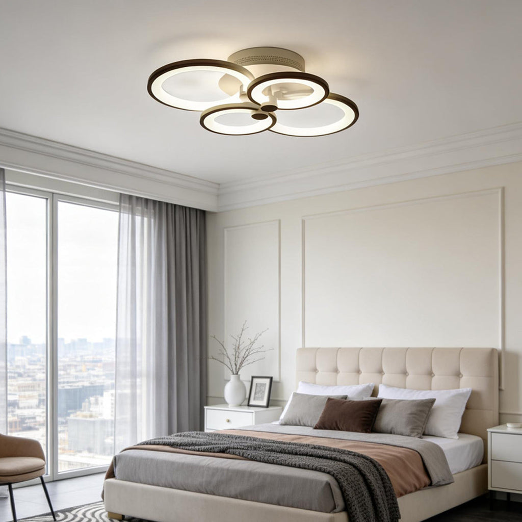 White Multi-Ring 4-Light Acrylic LED Flush Mount Ceiling Light — Elegant