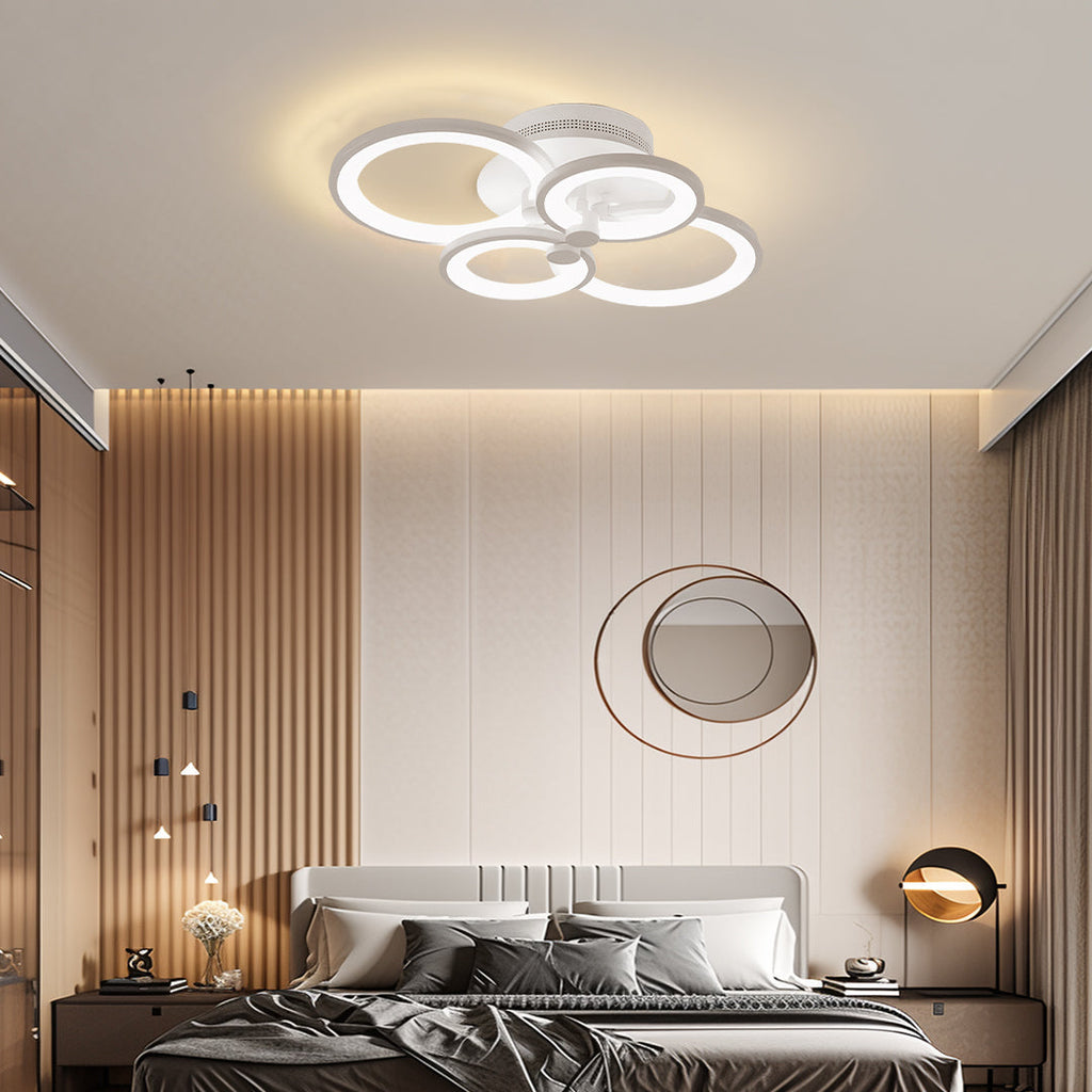 White Multi-Ring 4-Light Acrylic LED Flush Mount Ceiling Light — Elegant