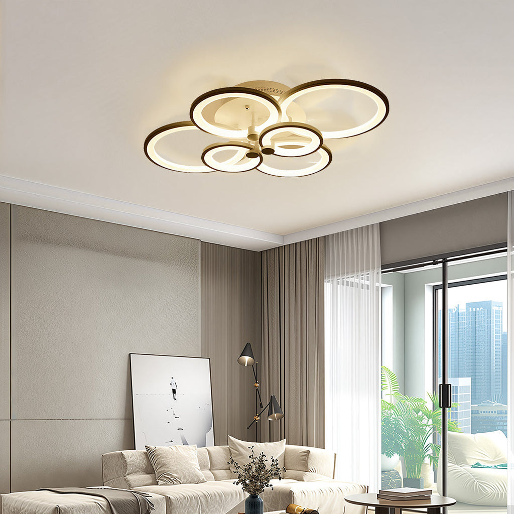 White Multi-Ring 4-Light Acrylic LED Flush Mount Ceiling Light — Elegant