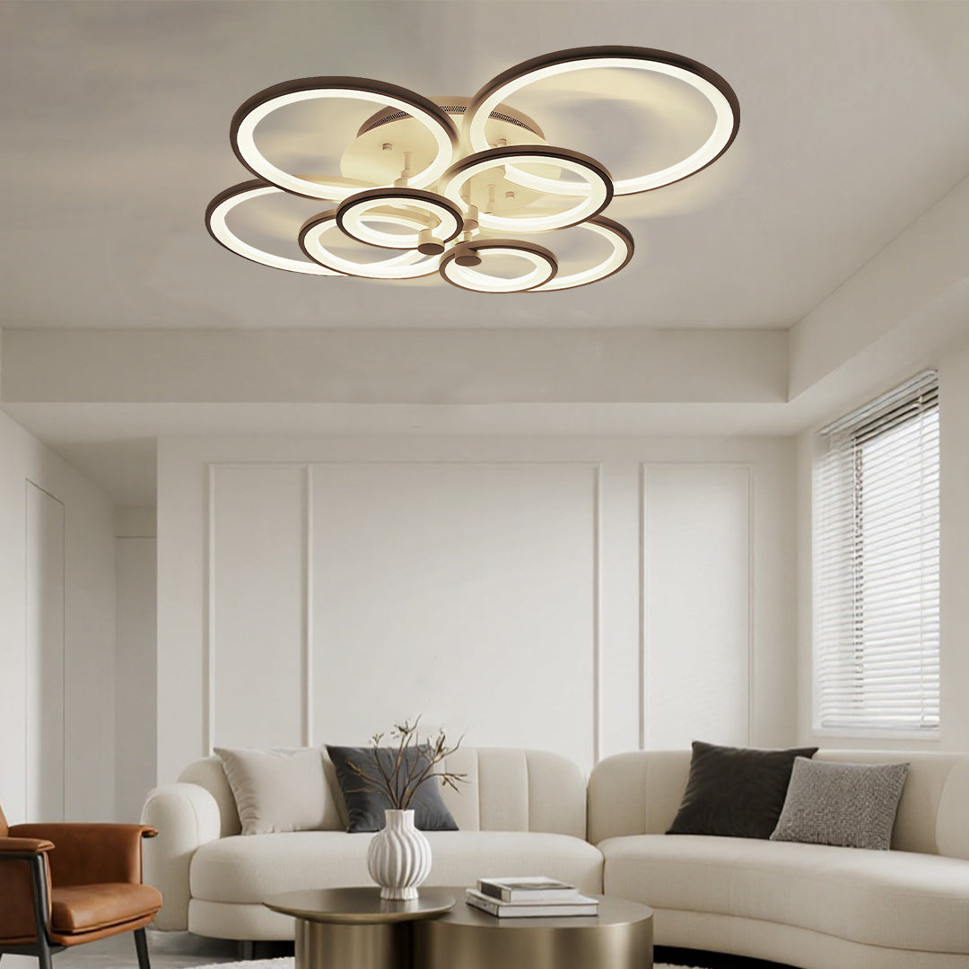 White Multi-Ring 4-Light Acrylic LED Flush Mount Ceiling Light — Elegant