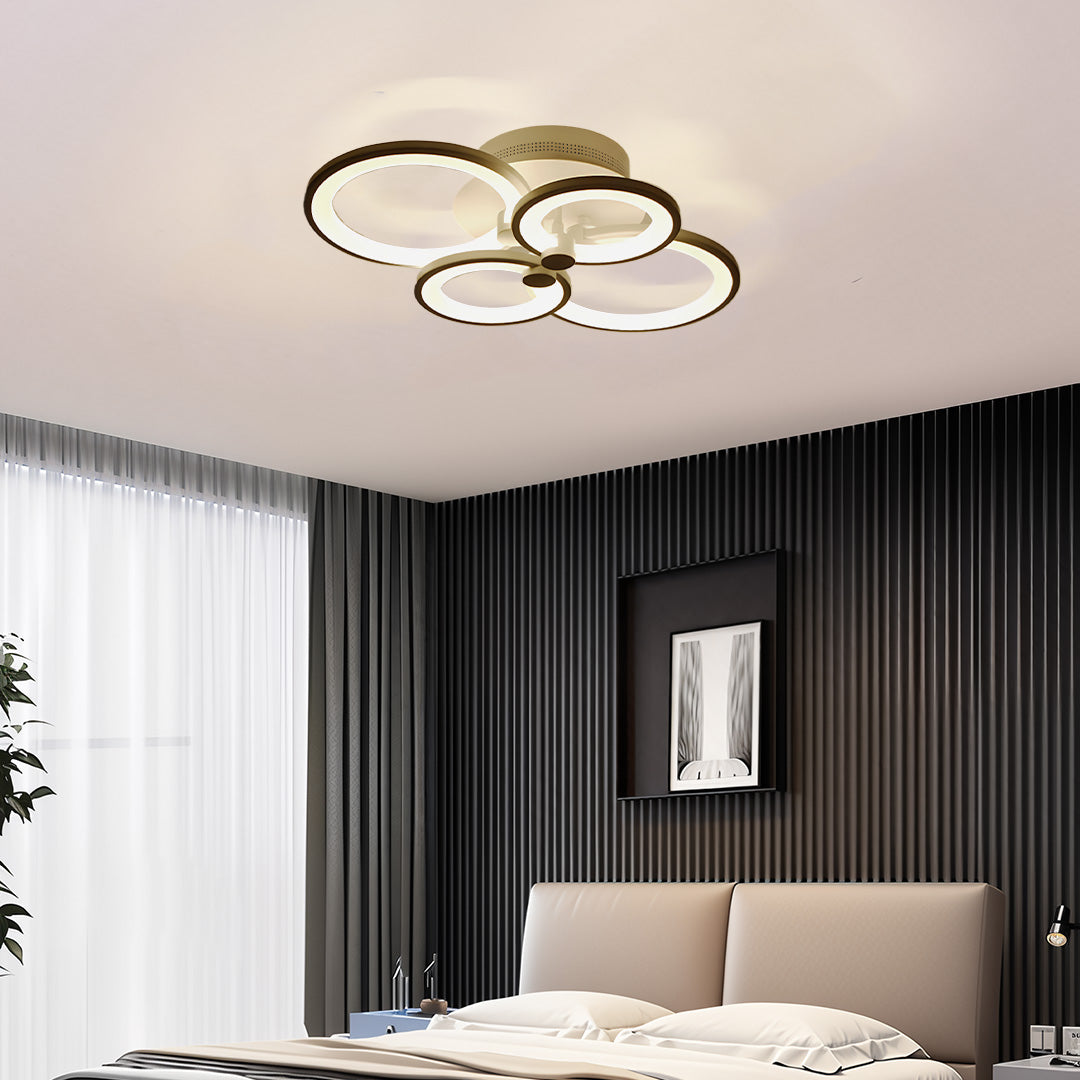 White Multi-Ring 4-Light Acrylic LED Flush Mount Ceiling Light — Elegant