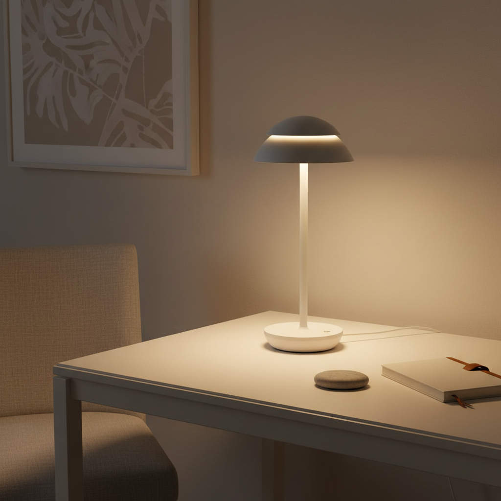 White Mushroom Touch Control Dimmable Rechargeable Battery Table Lamp