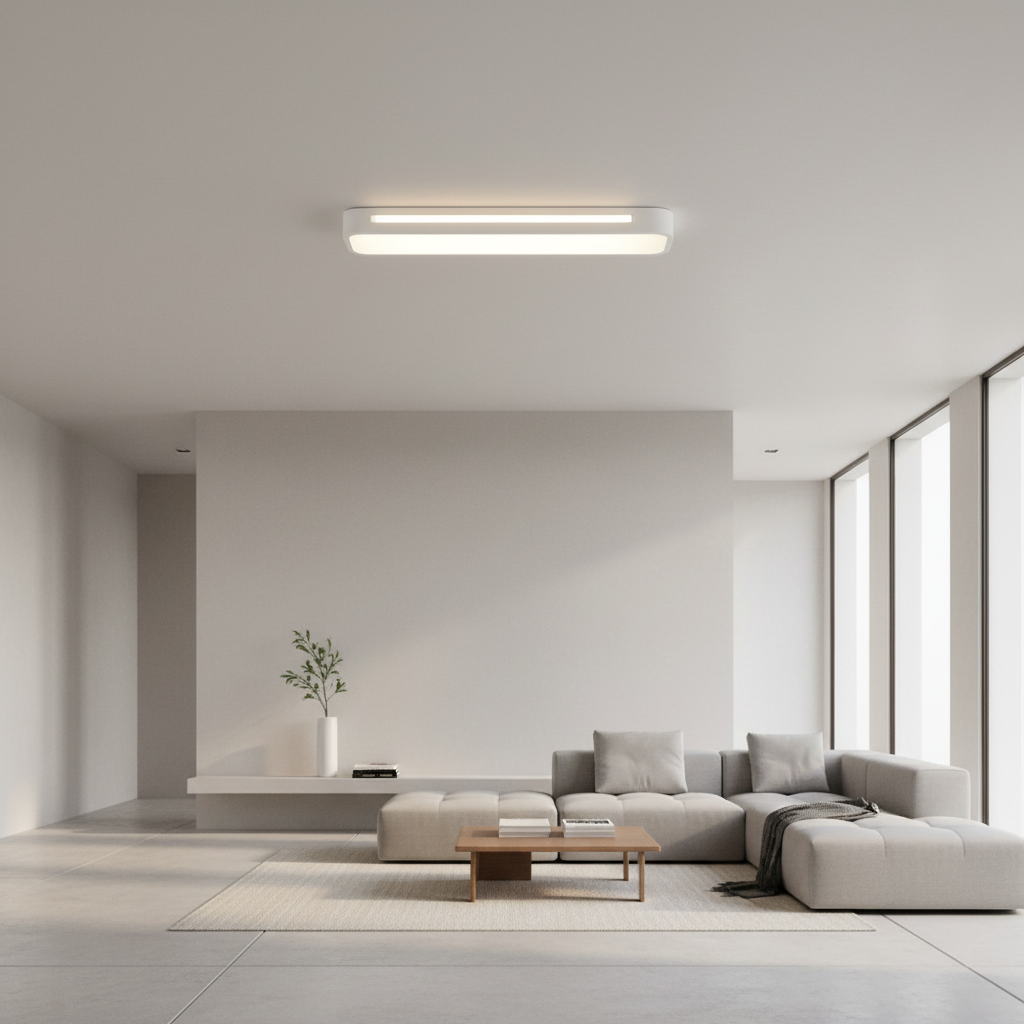 White Oval Geometric Energy Efficient LED Flush Mount Ceiling Light