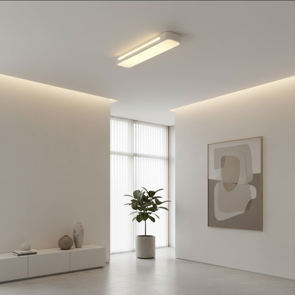 White Oval Geometric Energy Efficient LED Flush Mount Ceiling Light