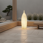White Resin Solar Outdoor Garden Floor Lamp — Modern Weatherproof Design