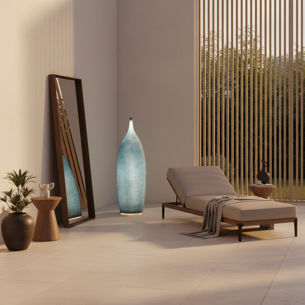 White Resin Solar Outdoor Garden Floor Lamp — Modern Weatherproof Design