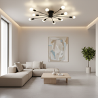 White Retro Metal Ambient Decorative Flush Mount Ceiling Light — Indoor