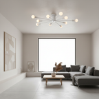 White Retro Metal Ambient Decorative Flush Mount Ceiling Light — Indoor