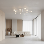White Retro Metal Ambient Decorative Flush Mount Ceiling Light — Indoor