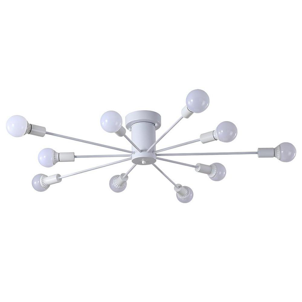 White Retro Metal Ambient Decorative Flush Mount Ceiling Light — Indoor