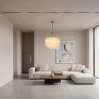 White Shell Capiz Chandelier — Adjustable Height Contemporary Elegant