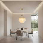 White Shell Capiz Chandelier — Adjustable Height Contemporary Elegant