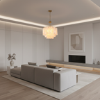 White Shell Capiz Chandelier — Adjustable Height Contemporary Elegant