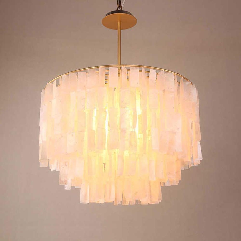 White Shell Capiz Chandelier — Adjustable Height Contemporary Elegant