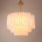 White Shell Capiz Chandelier — Adjustable Height Contemporary Elegant