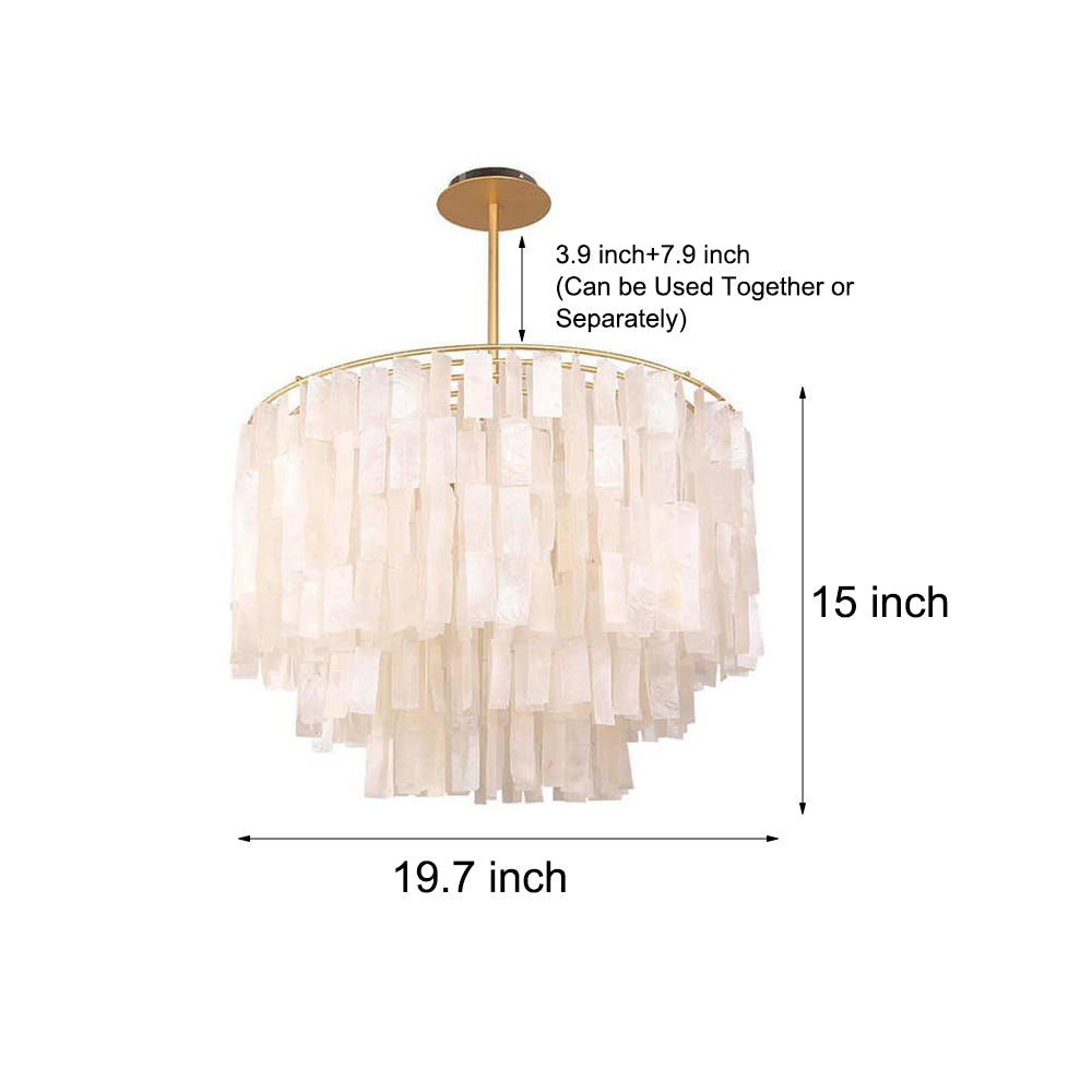 White Shell Capiz Chandelier — Adjustable Height Contemporary Elegant