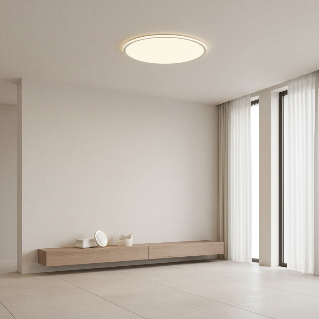 White Ultra-Thin Round Dimmable LED Flush Mount Ceiling Light — Modern
