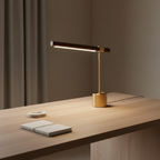Wood Brass Golden Base Adjustable Colour Temperature LED Desk Lamp