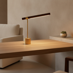 Wood Brass Golden Base Adjustable Colour Temperature LED Desk Lamp