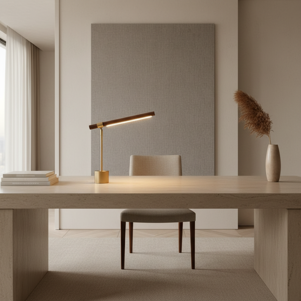 Wood Brass Golden Base Adjustable Colour Temperature LED Desk Lamp