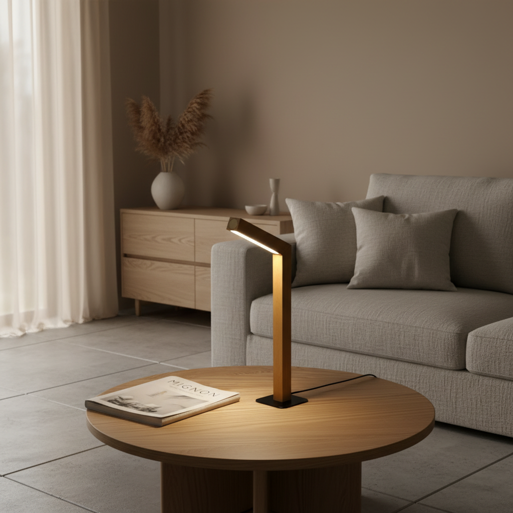 Wood Rechargeable Touch Control Adjustable Height Nordic LED Desk Lamp