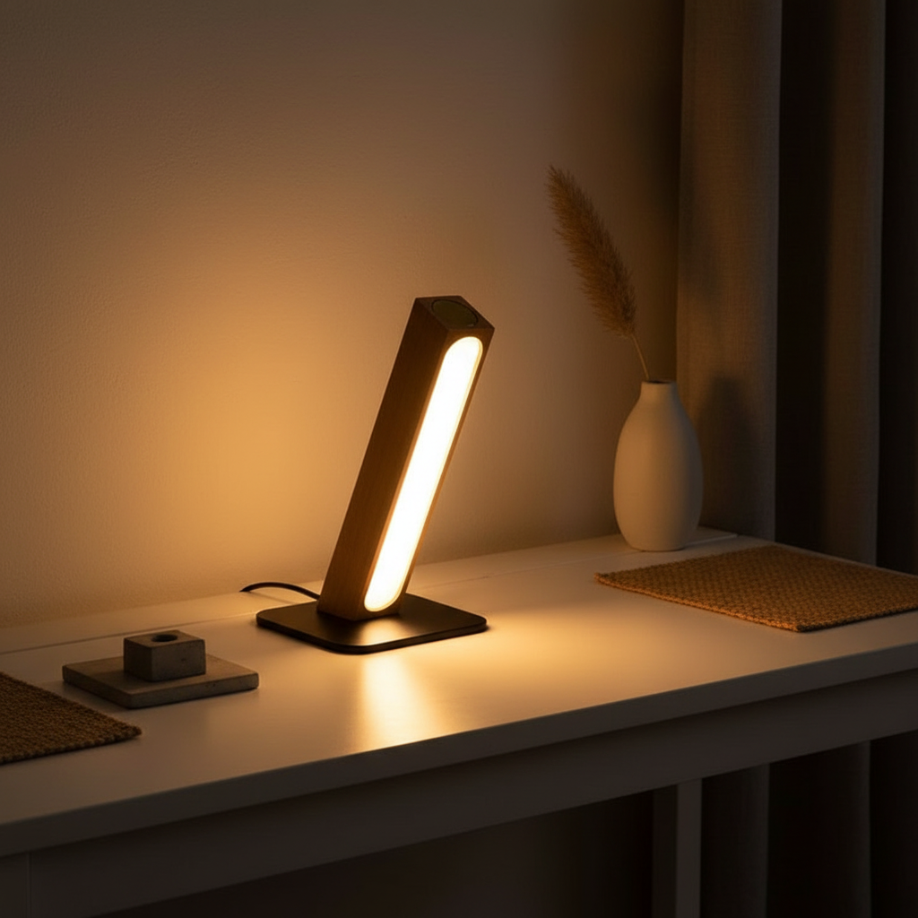 Wood Rechargeable Touch Control Adjustable Height Nordic LED Desk Lamp