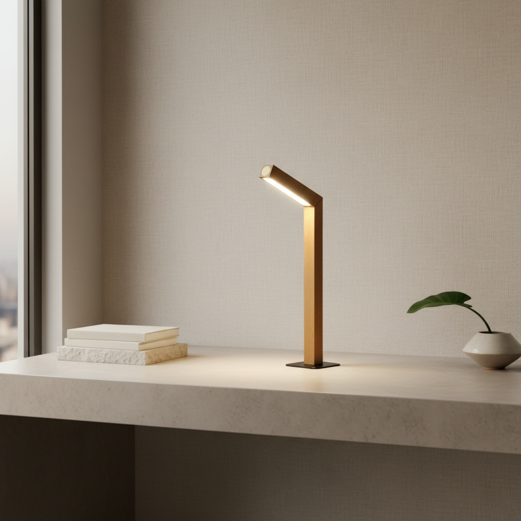 Wood Rechargeable Touch Control Adjustable Height Nordic LED Desk Lamp
