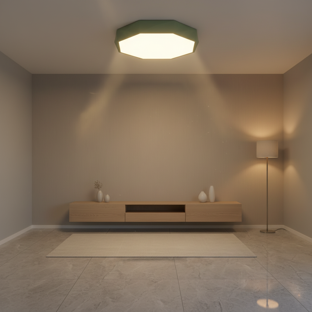 Yellow Octagonal Dimmable LED Flush Mount Ceiling Light — Kids Room
