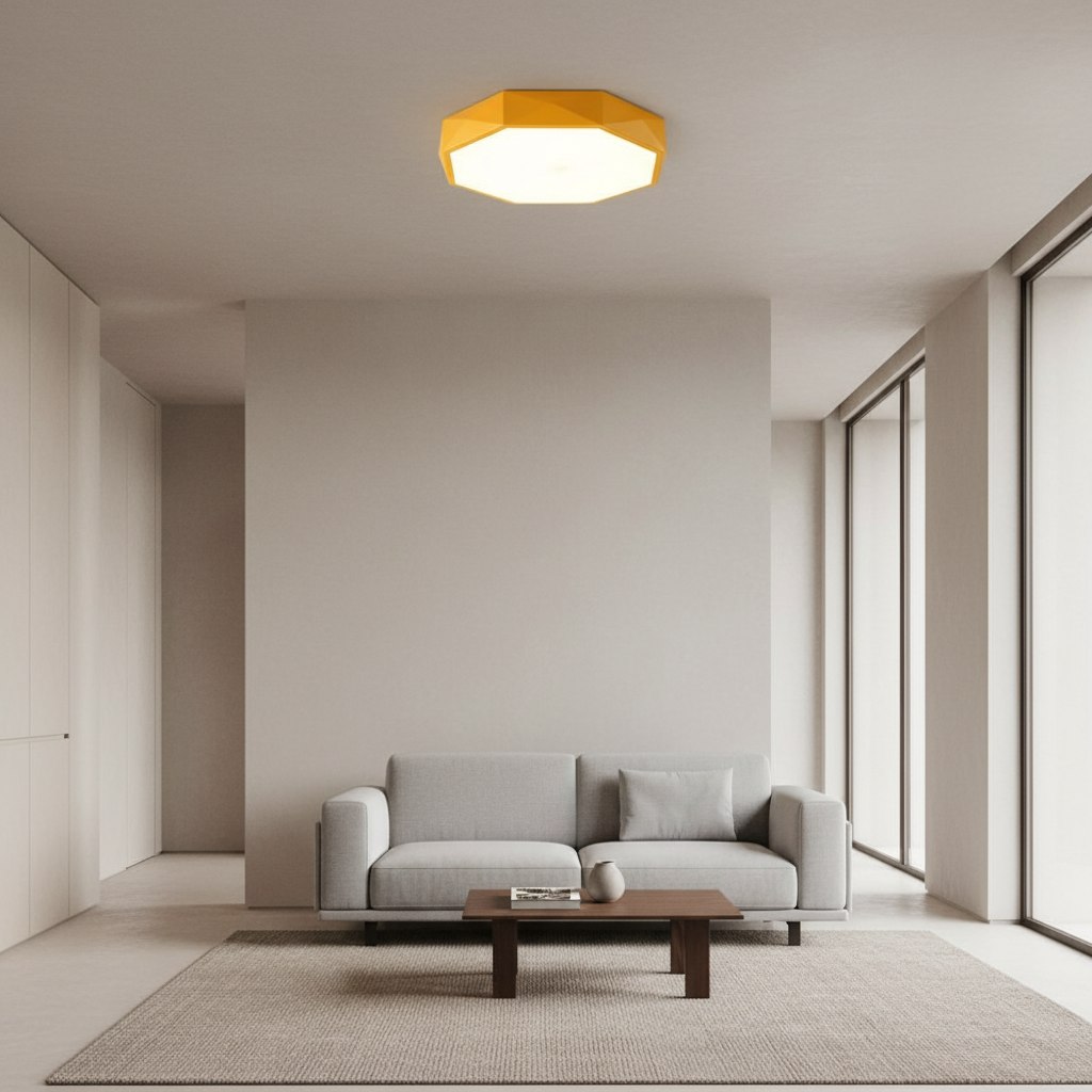 Yellow Octagonal Dimmable LED Flush Mount Ceiling Light — Kids Room