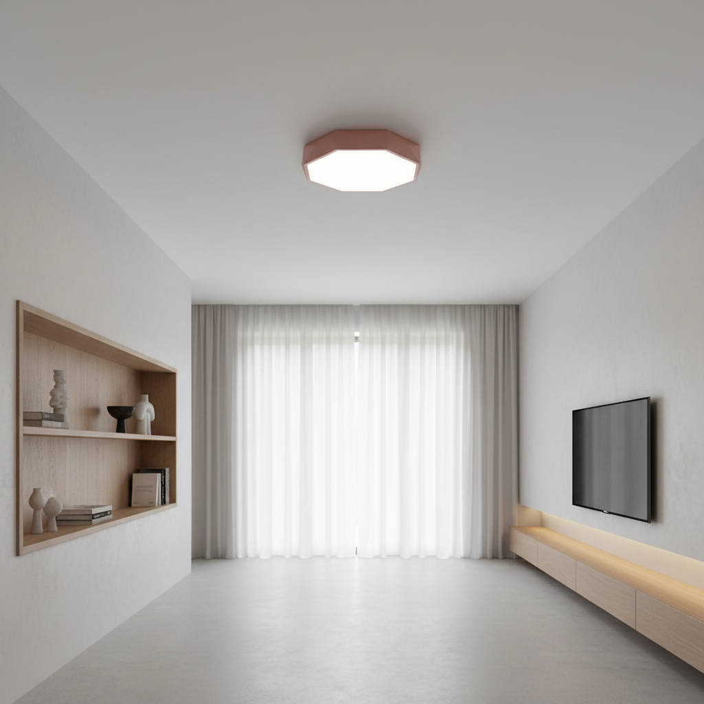 Yellow Octagonal Dimmable LED Flush Mount Ceiling Light — Kids Room