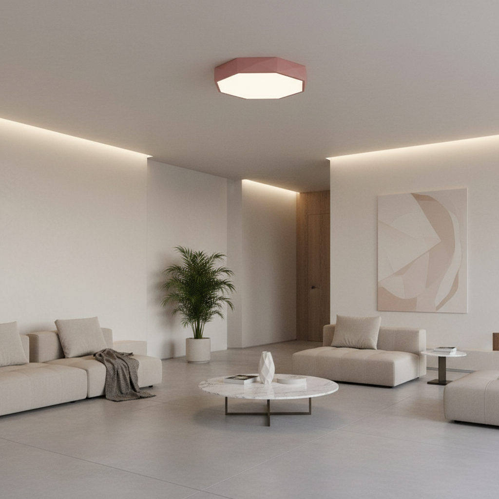 Yellow Octagonal Dimmable LED Flush Mount Ceiling Light — Kids Room