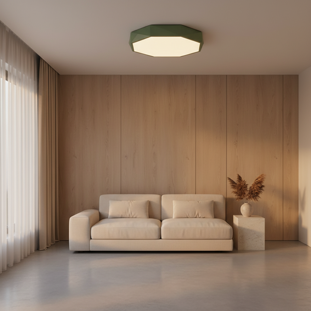 Yellow Octagonal Dimmable LED Flush Mount Ceiling Light — Kids Room