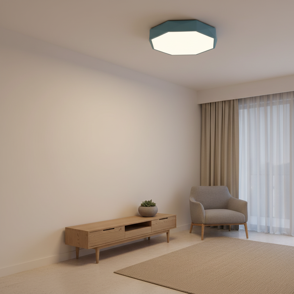 Yellow Octagonal Dimmable LED Flush Mount Ceiling Light — Kids Room